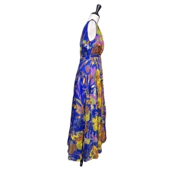 Mike Benet Formals Vintage Dress Sleeveless Floral Metallic Maxi Dress Small - Picture 4 of 6